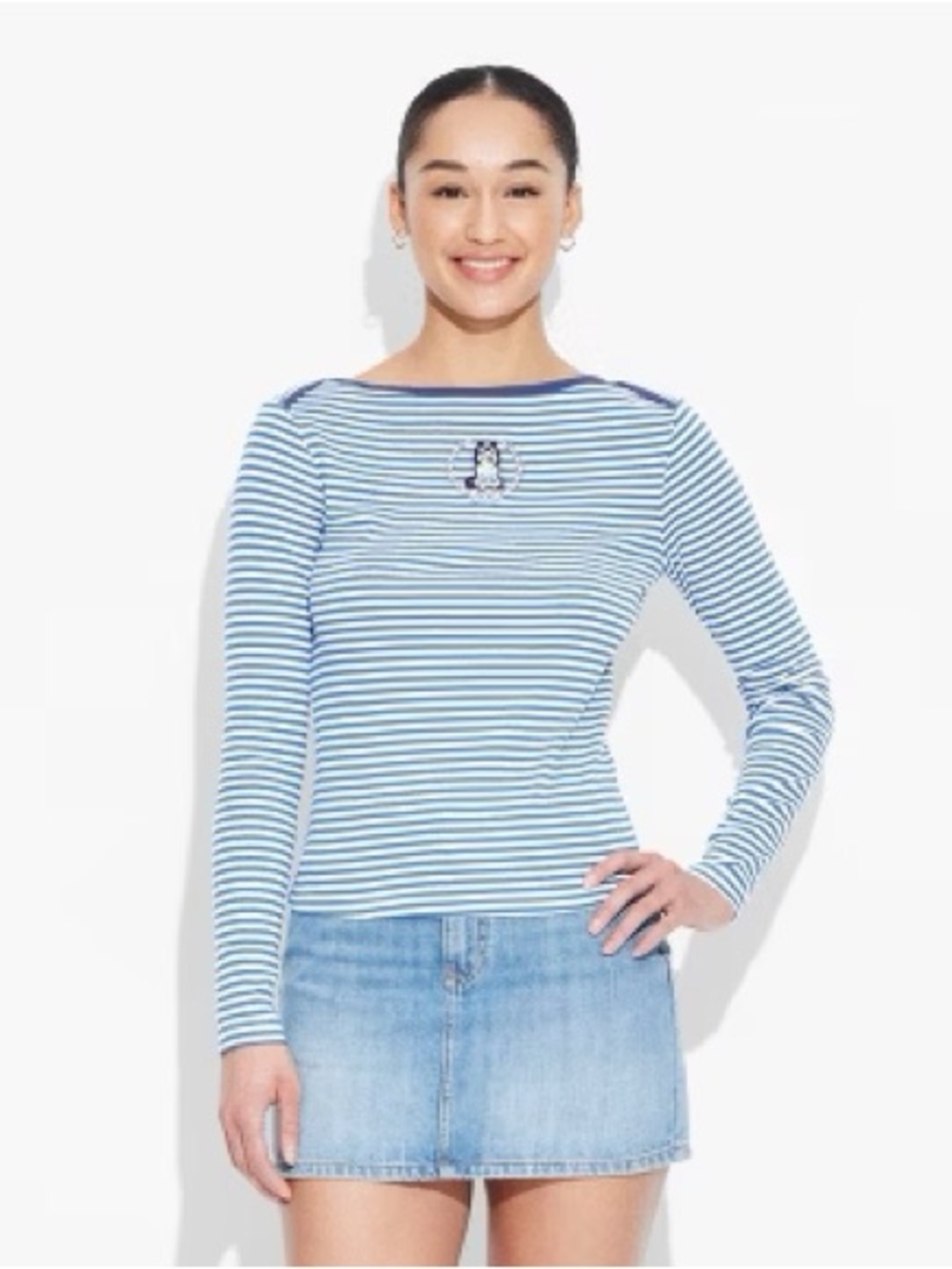 Bluey Women’s Striped Long Sleeve Boatneck T Shirt